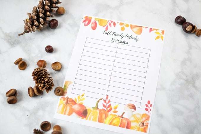 Fall Family Activity Bucket List Free Printable