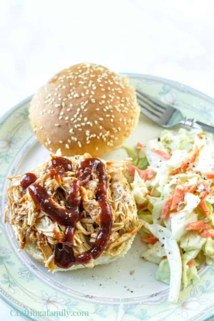 Instant pot barbecue BBQ pulled shredded chicken