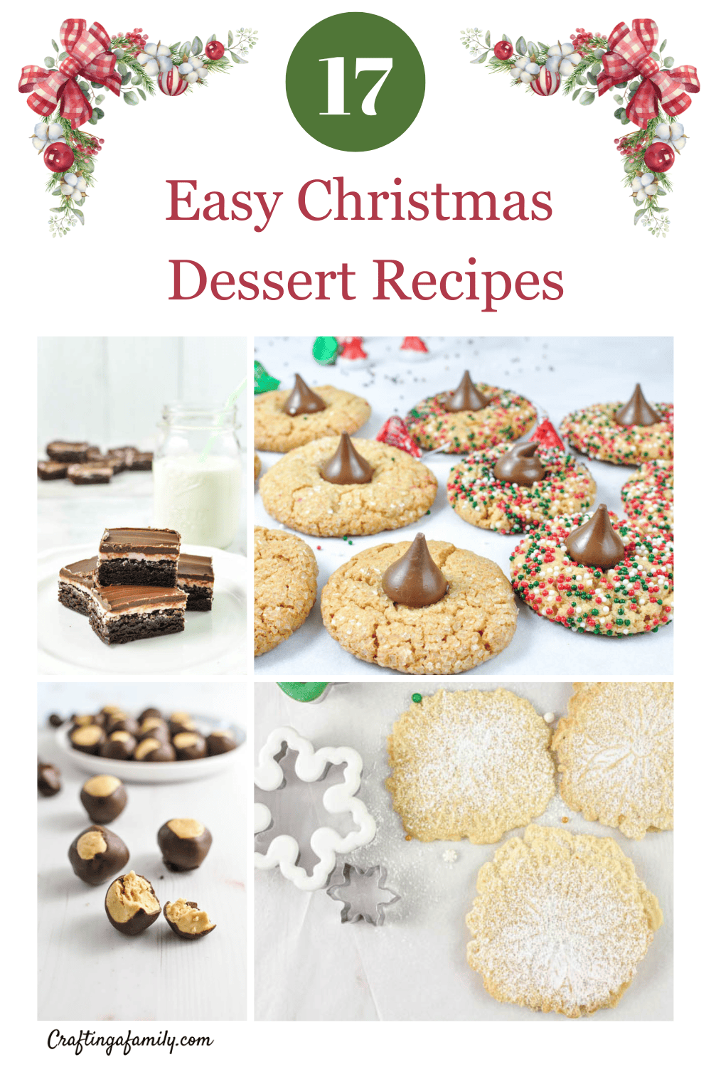 17 easy christmas dessert recipes with cookies brownies collage.