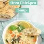 Lemon Chicken Orzo Chickpea Soup (Instant Pot cooked chicken)