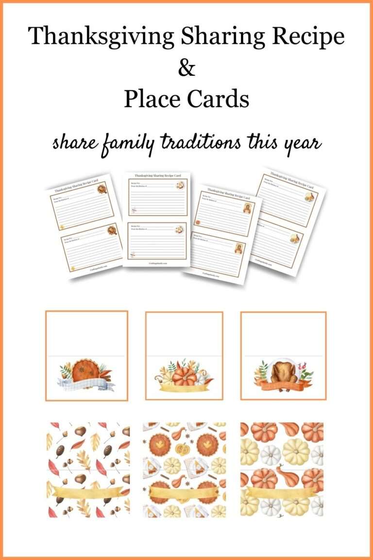 Thanksgiving Recipe Cards and Table Place Cards