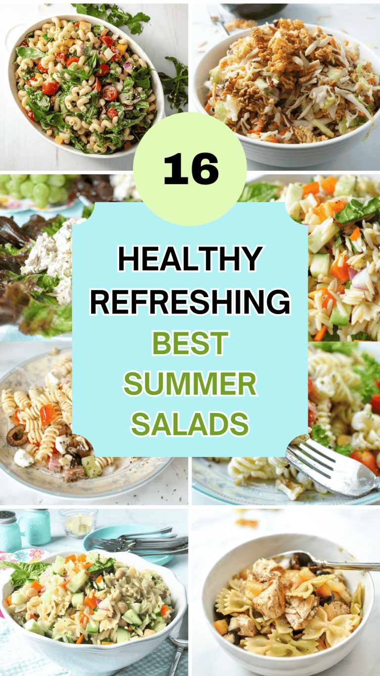 A collage of 8 summer salads in serving bowls
