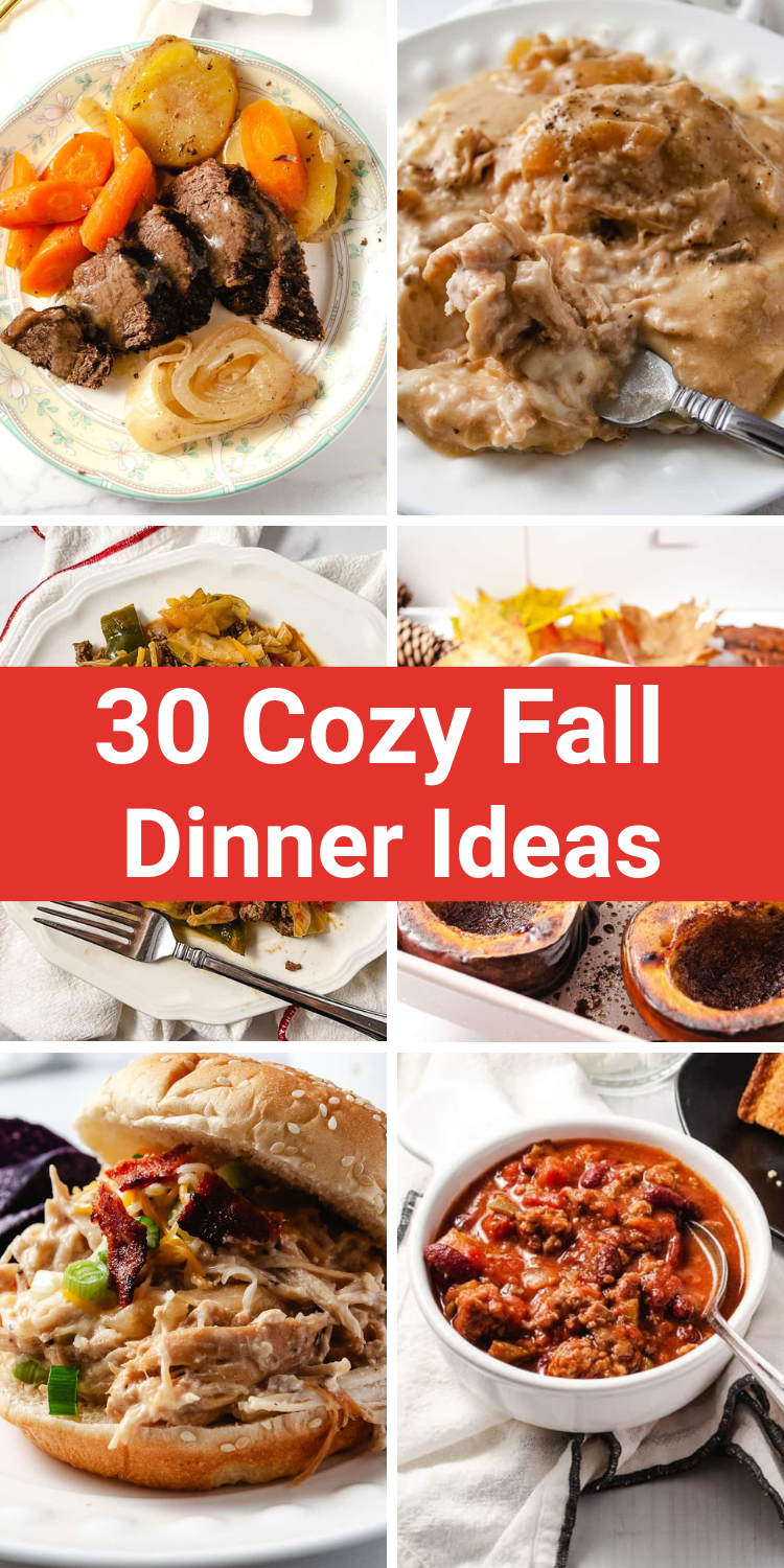 30 Cozy Fall Dinner Ideas – A roundup of hearty slow cooker meals, casseroles, soups, and easy family dinners perfect for autumn comfort food.