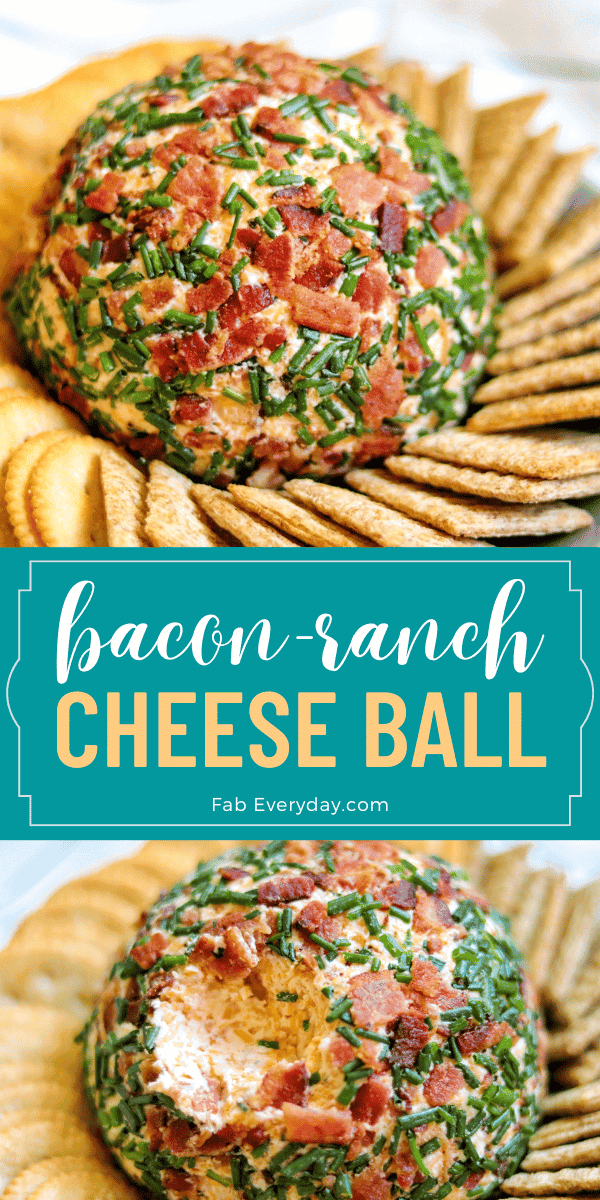 Bacon-Ranch Cheese Ball coated in chopped bacon and fresh chives, surrounded by crackers β a bold favorite among holiday appetizers and cheese ball recipes easy enough for entertaining.