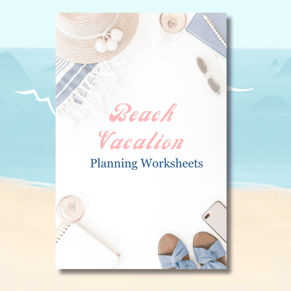 cover page for beach vacation planning worksheets