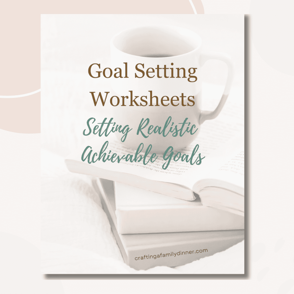 Goal Setting worksheets bundle cover page coffee cup and open book.
