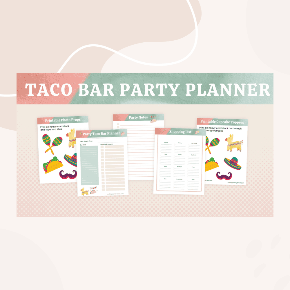 Taco party 4 page planner with cut outs