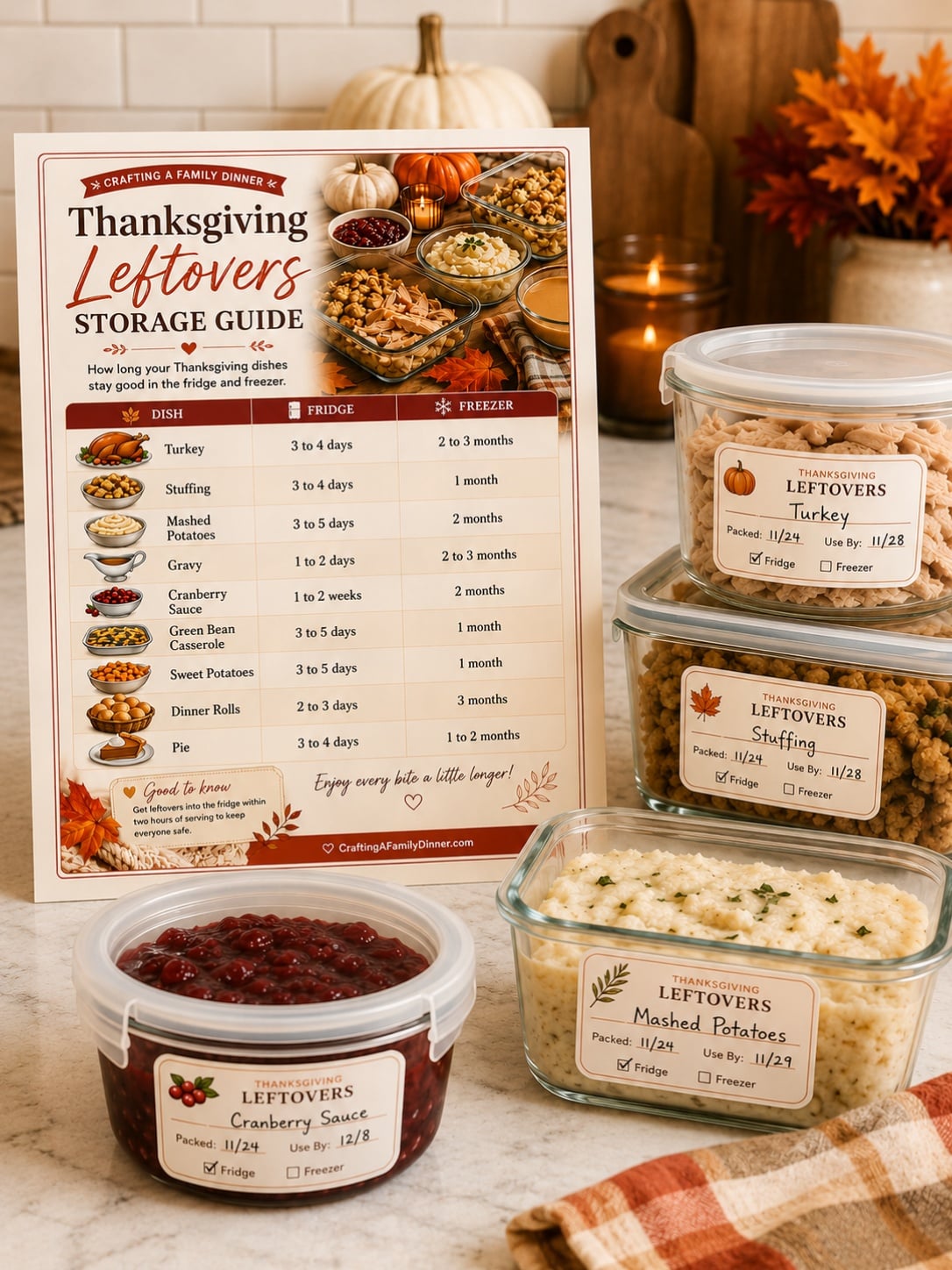 Free Thanksgiving Leftovers Storage Guide Printable